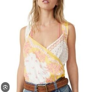 NWT Free People Sweet Thing Tropical Stappy Beach Wrap Bodysuit Top M